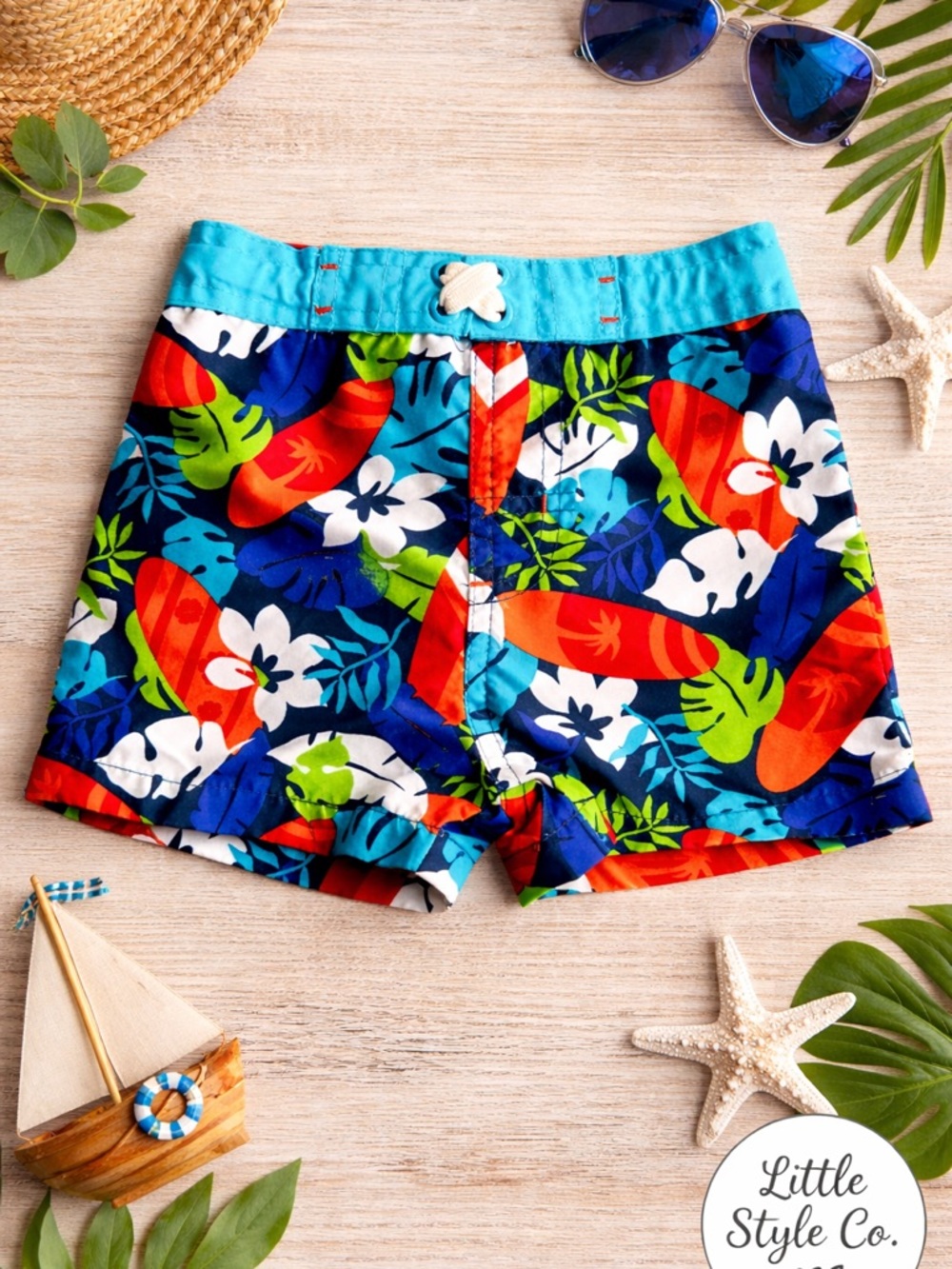 Mick Mack Toddler Boy Swim Trunks 2T Tropical Surf Board Shorts Beach Summer